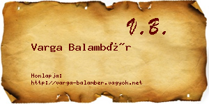 Varga Balambér névjegykártya