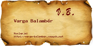 Varga Balambér névjegykártya